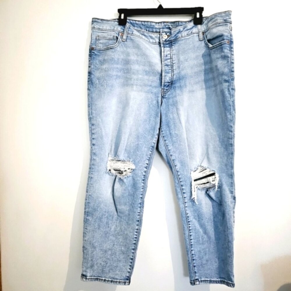 Old Navy 22 O.G. Straight Blue High riser Destressed Denim Stretchy Jeans